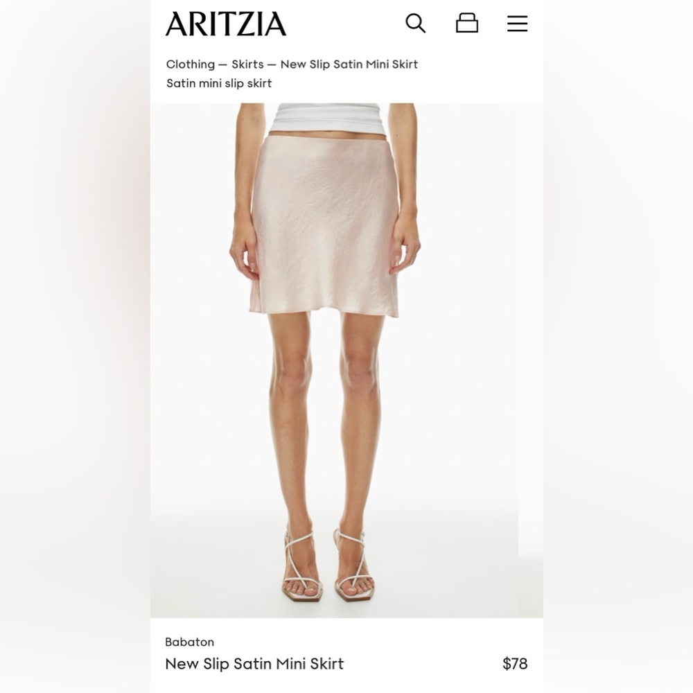Babaton New Slip Satin Mini Skirt in Cream/Nude - Size 2
